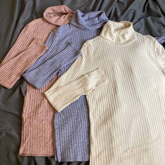 Set of 3 ribbed-knit tunic turtlenecks - Picture 1 of 5
